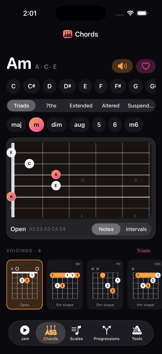 Bomb Loop — Chords screen