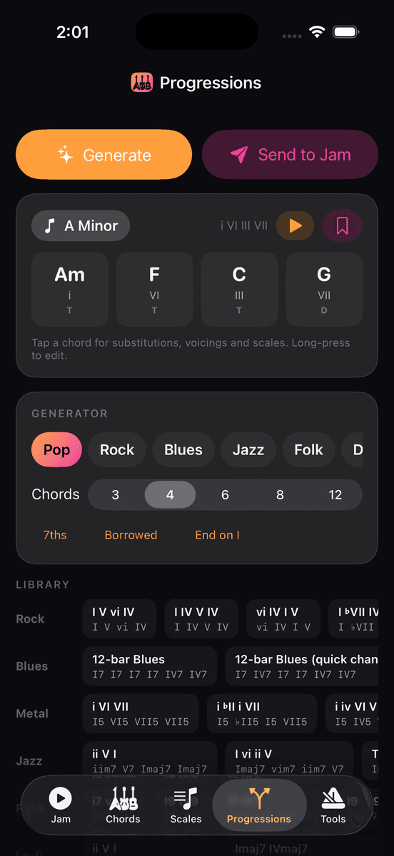 Bomb Loop — Progressions screen